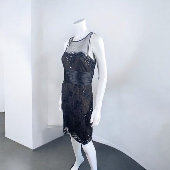 BCBGMAXAZRIA Cocktail Dress Black Sequins, Satin, and Lace, Size 6 - Picture 15 of 15